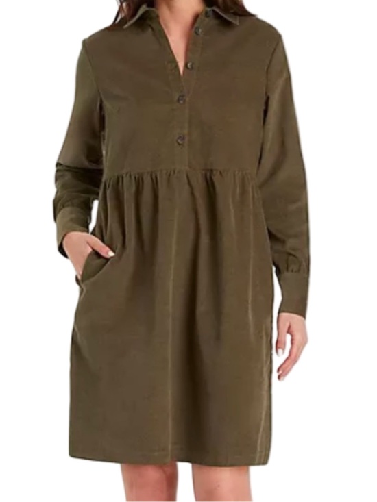 Nine West Dresses & Skirts - NWT Nine West lightweight corduroy olive green long sleeve dress size XXL